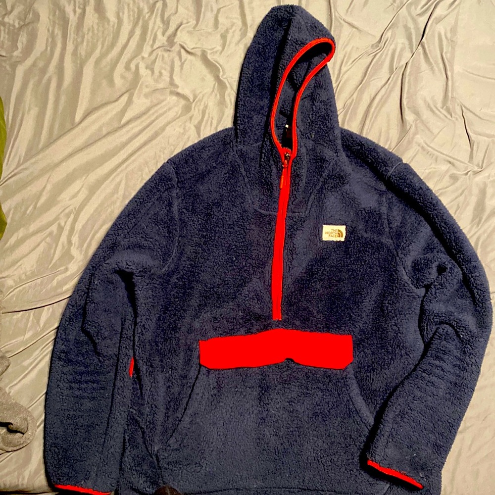 Northface hampshire pullover hoodie blue and red